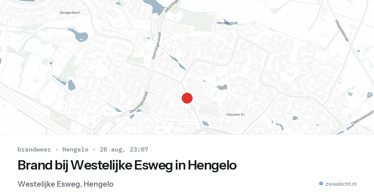 Brand bij Westelijke Esweg in Hengelo — 28 aug 2026
