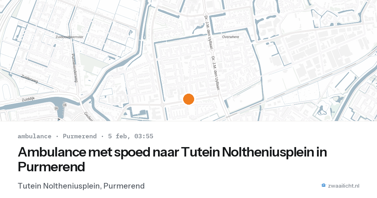 Ambulance met spoed naar Tutein Noltheniusplein in Purmerend — 5 feb 2026