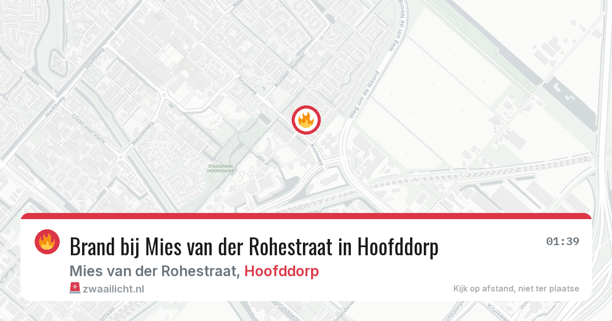 Brand bij Mies van der Rohestraat in Hoofddorp — 23 apr 2026