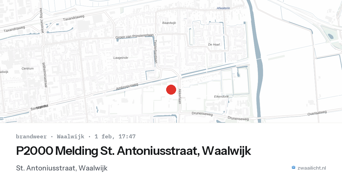 P2000 Melding St. Antoniusstraat, Waalwijk — 1 feb 2026