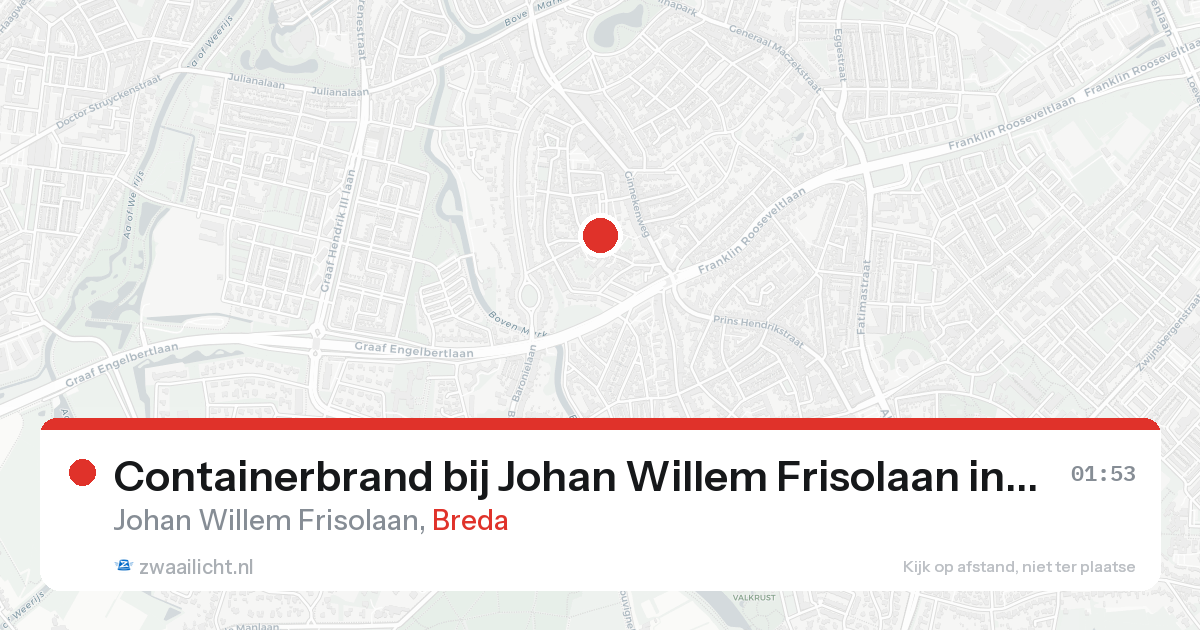 Containerbrand bij Johan Willem Frisolaan in Breda — 23 aug 2026