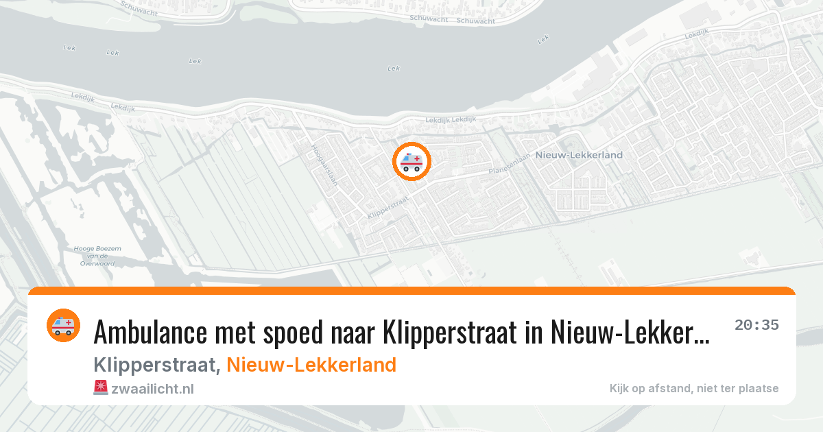 Ambulance met spoed naar Klipperstraat in Nieuw-Lekkerland — 7 aug 2026