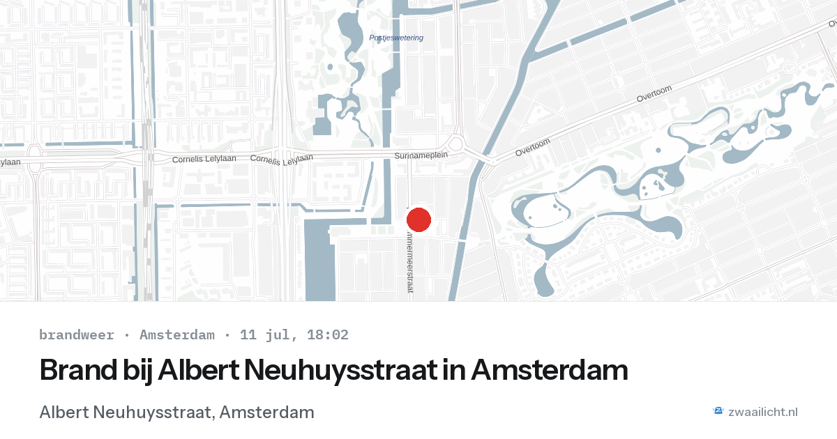 Brand bij Albert Neuhuysstraat in Amsterdam — 11 jul 2026