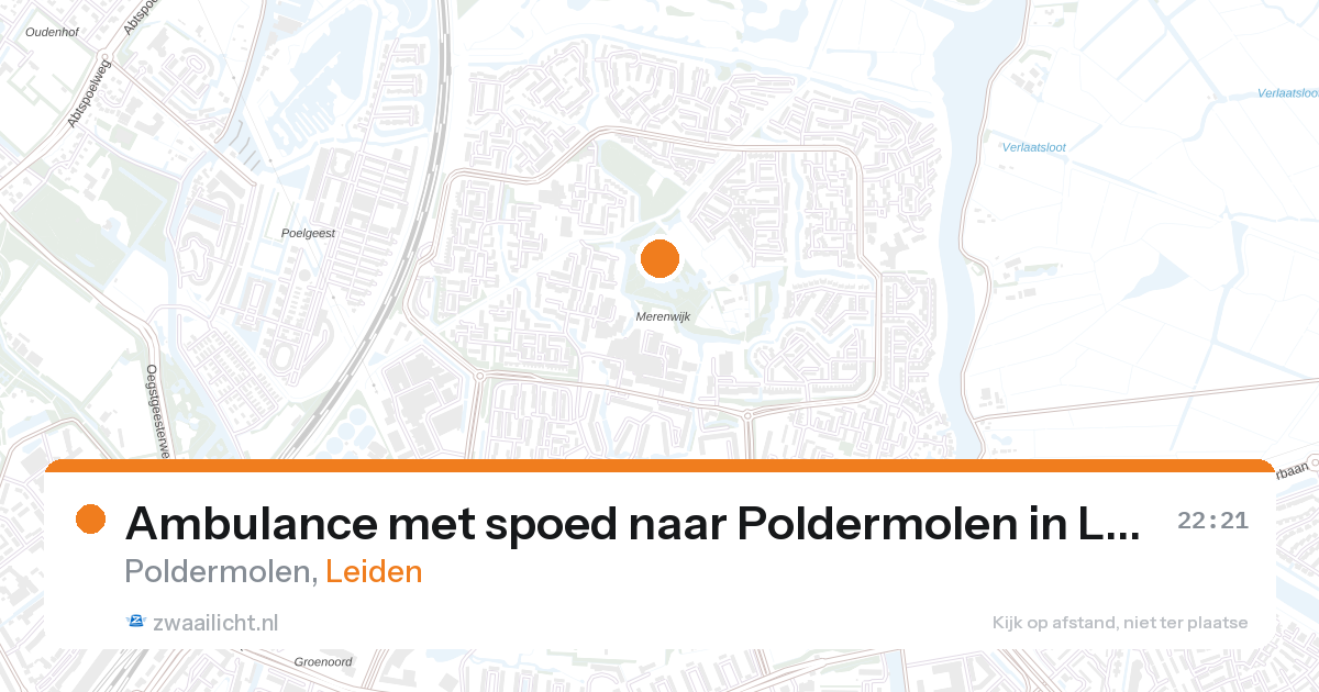 Ambulance met spoed naar Poldermolen in Leiden — 26 aug 2026