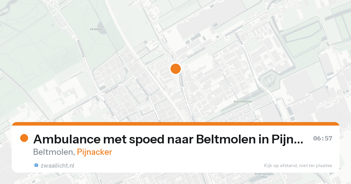 Ambulance met spoed naar Beltmolen in Pijnacker — 19 aug 2026