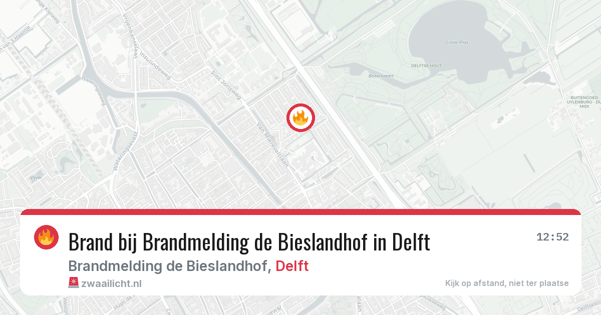 Brand bij Brandmelding de Bieslandhof in Delft — 27 jun 2026