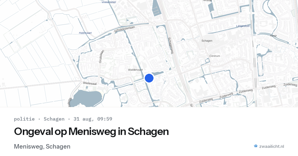 Ongeval op Menisweg in Schagen — 31 aug 2026