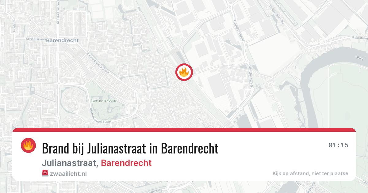 Brand bij Julianastraat in Barendrecht — 5 aug 2026