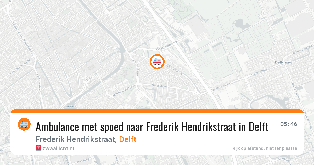 Ambulance met spoed naar Frederik Hendrikstraat in Delft — 14 jul 2026