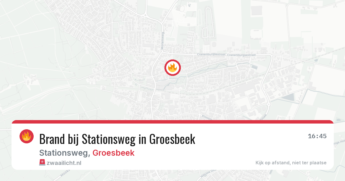Brand bij Stationsweg in Groesbeek — 4 jul 2026