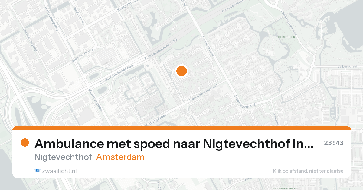 Ambulance met spoed naar Nigtevechthof in Amsterdam — 17 aug 2026