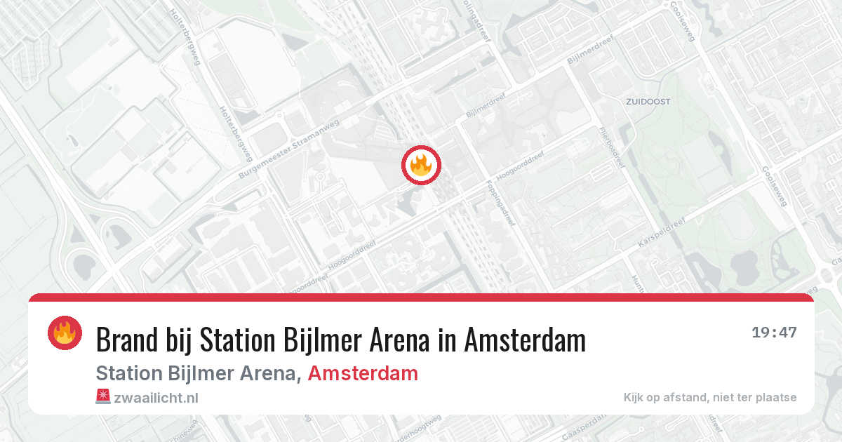 Brand bij Station Bijlmer Arena in Amsterdam — 1 apr 2026