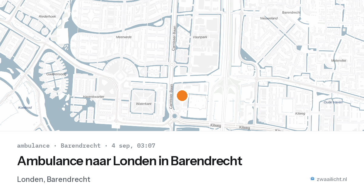 Ambulance naar Londen in Barendrecht — 4 sep 2026