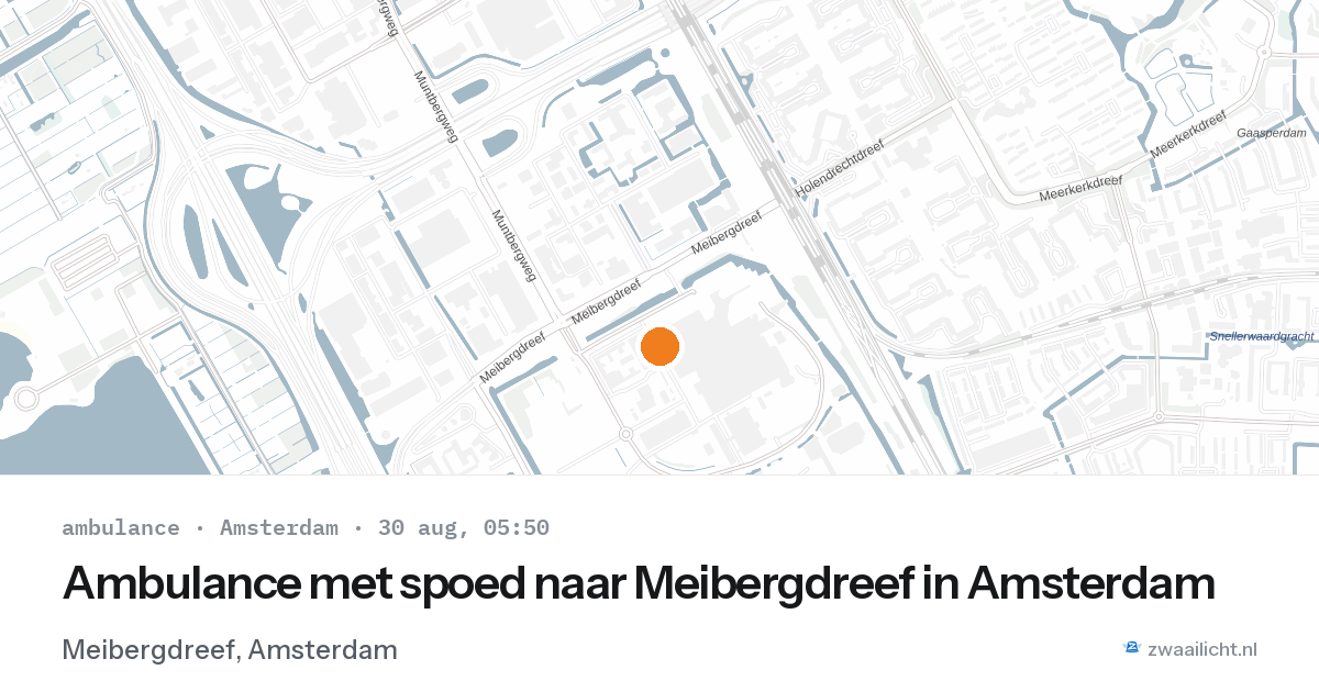 Ambulance met spoed naar Meibergdreef in Amsterdam — 30 aug 2026