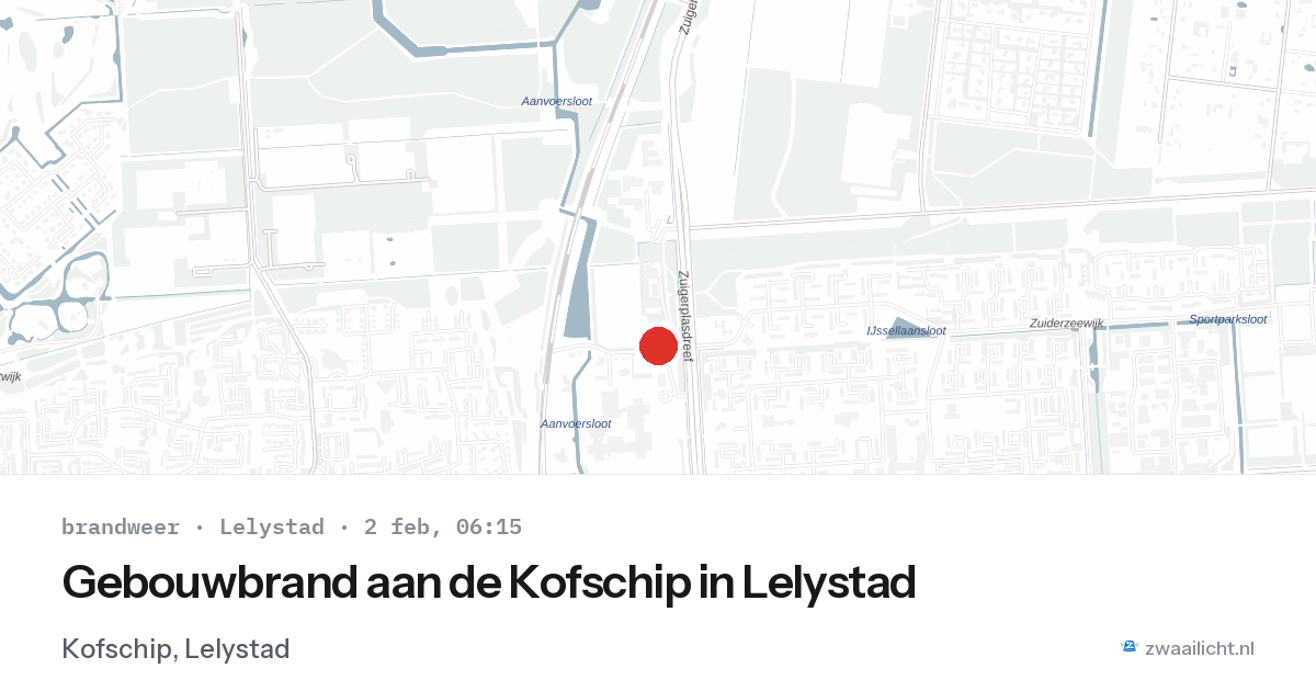 Gebouwbrand aan de Kofschip in Lelystad — 2 feb 2026