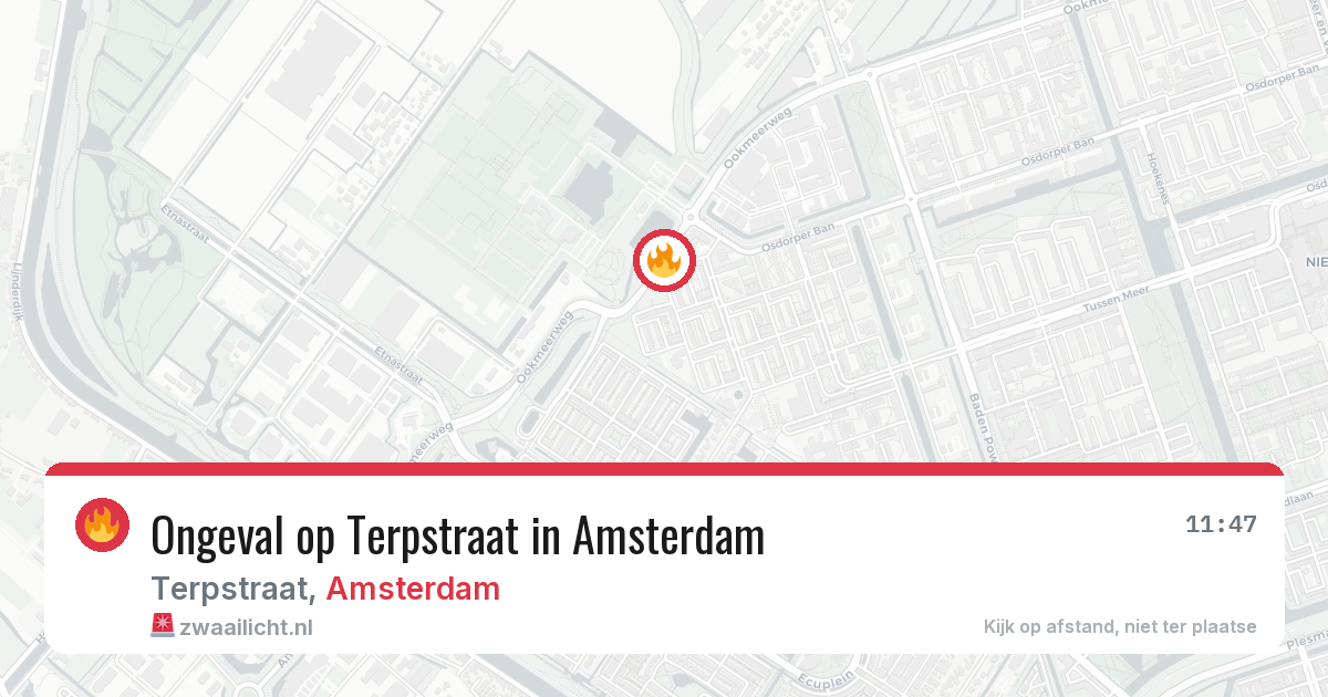 Ongeval op Terpstraat in Amsterdam — 4 aug 2026