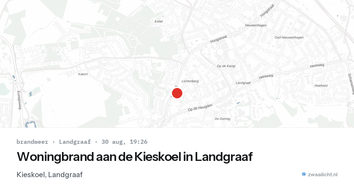 Woningbrand aan de Kieskoel in Landgraaf — 30 aug 2026