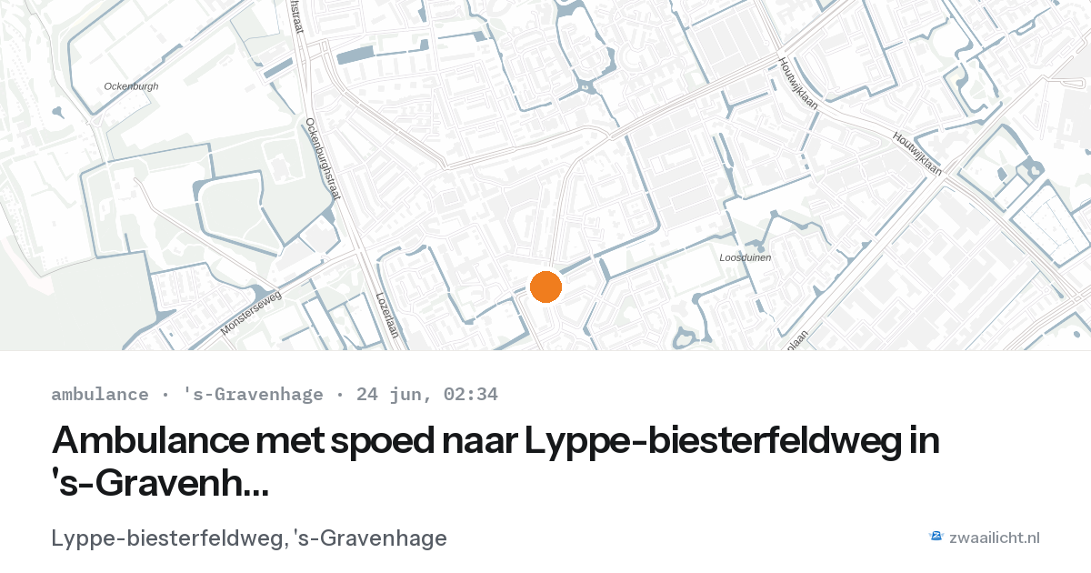 Ambulance met spoed naar Lyppe-biesterfeldweg in 's-Gravenhage — 24 jun 2026