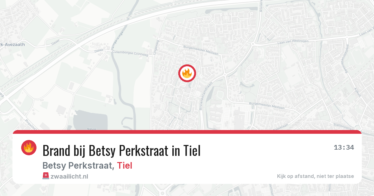 Brand bij Betsy Perkstraat in Tiel — 26 jul 2026
