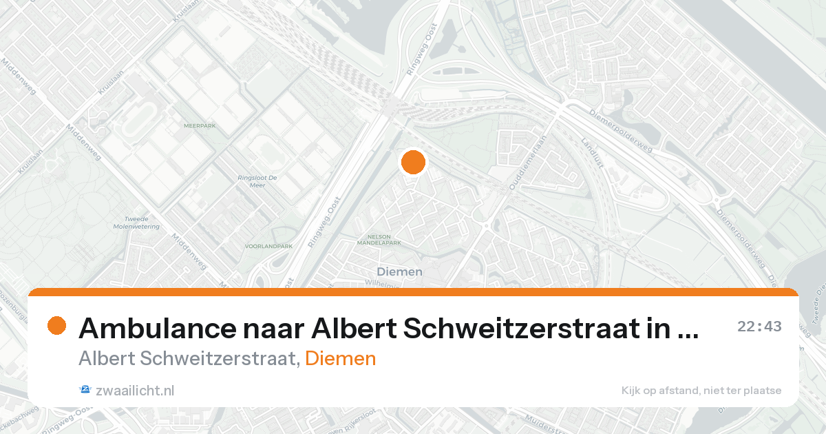 Ambulance naar Albert Schweitzerstraat in Diemen — 21 aug 2026