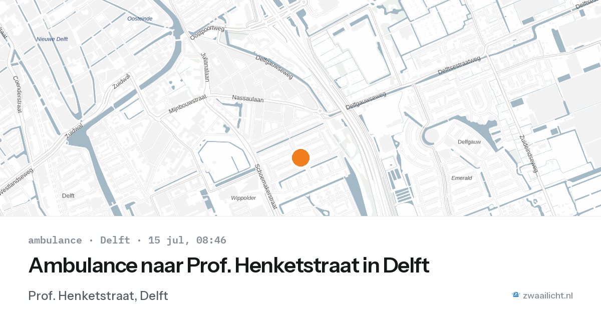 Ambulance naar Prof. Henketstraat in Delft — 15 jul 2026