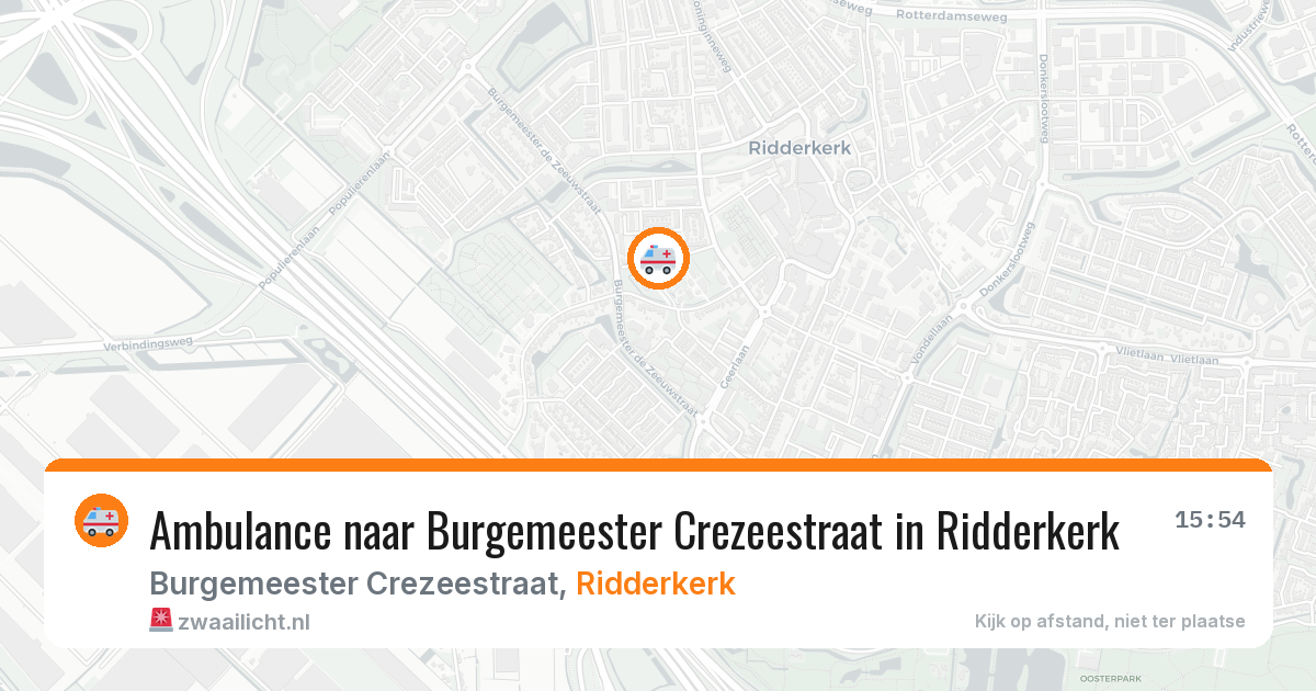 Ambulance naar Burgemeester Crezeestraat in Ridderkerk — 9 jun 2026