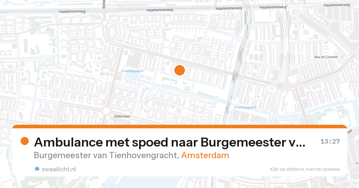 Ambulance met spoed naar Burgemeester van Tienhovengracht in Amsterdam — 27 aug 2026
