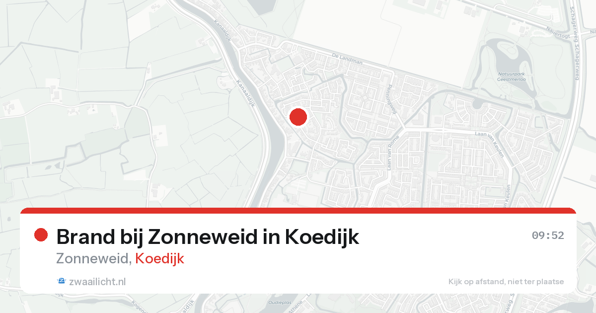 Brand bij Zonneweid in Koedijk — 15 aug 2026