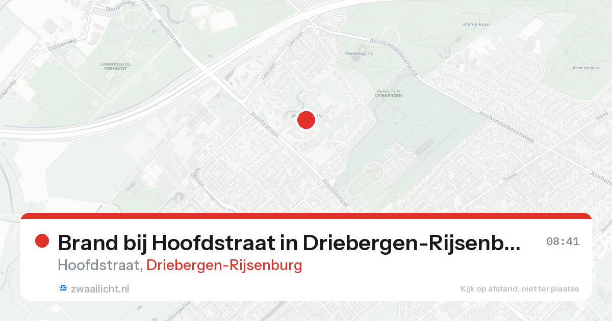 Brand bij Hoofdstraat in Driebergen-Rijsenburg — 25 aug 2026
