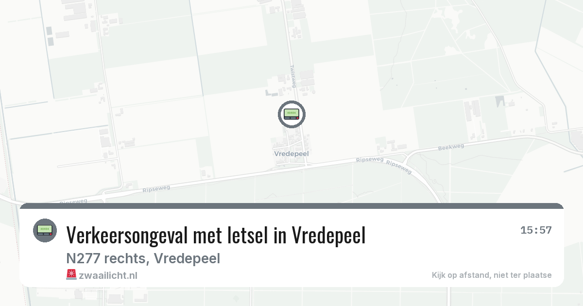 Verkeersongeval met letsel in Vredepeel — 2 aug 2026