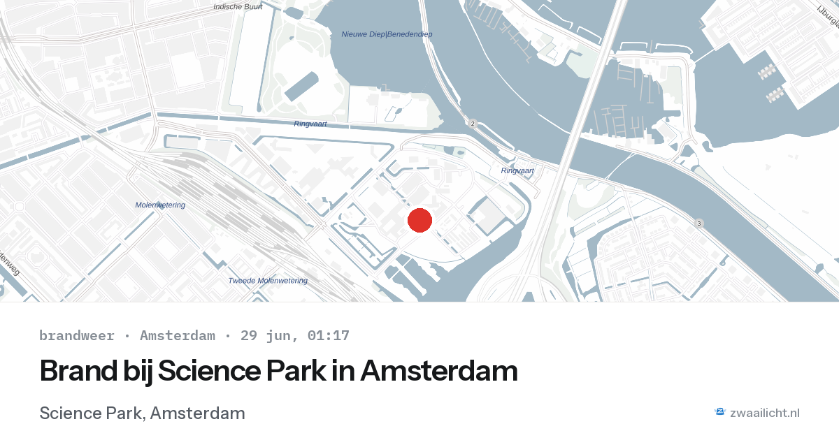 Brand bij Science Park in Amsterdam — 28 jun 2026
