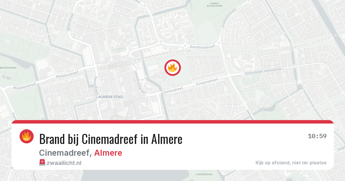 Brand bij Cinemadreef in Almere — 19 jul 2026