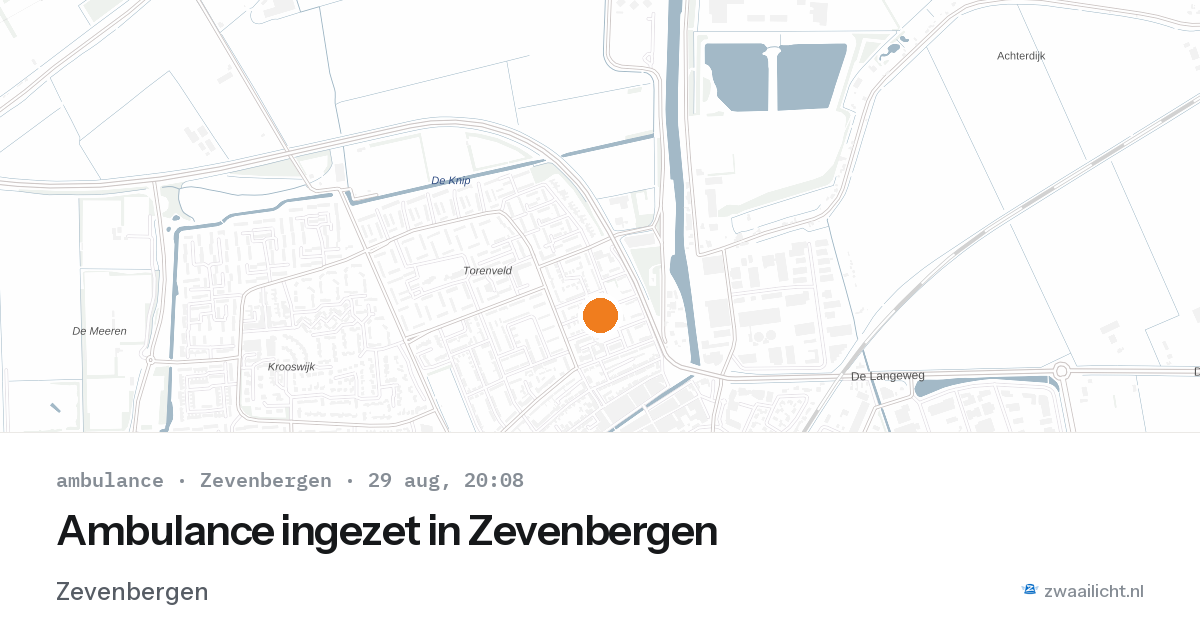 Ambulance ingezet in Zevenbergen — 29 aug 2026
