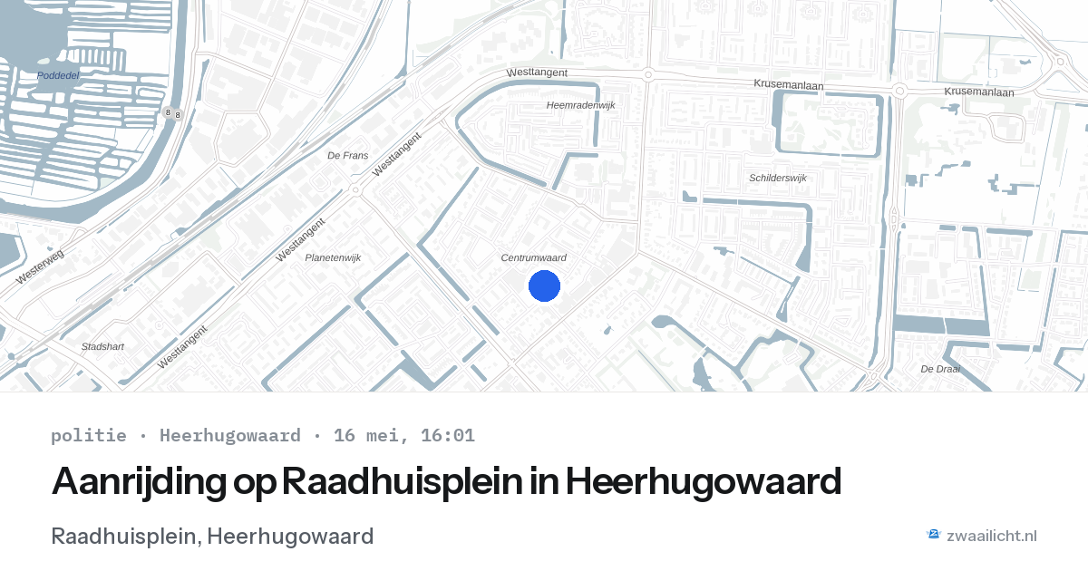 Aanrijding op Raadhuisplein in Heerhugowaard — 16 mei 2026