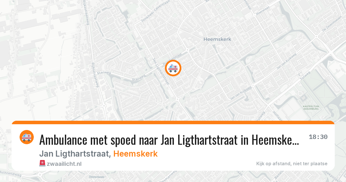 Ambulance met spoed naar Jan Ligthartstraat in Heemskerk — 11 aug 2026
