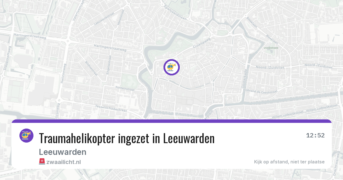 Traumahelikopter ingezet in Leeuwarden — 6 jun 2026 | 🚨 Zwaailicht.nl