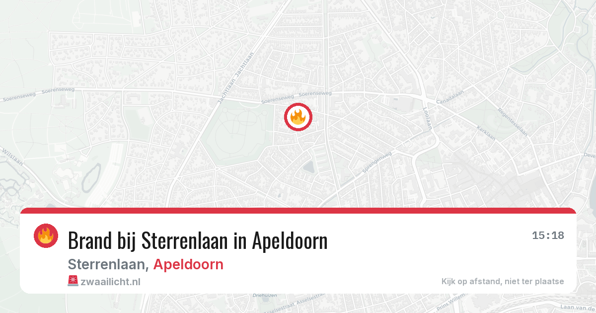 Brand bij Sterrenlaan in Apeldoorn — 13 aug 2026