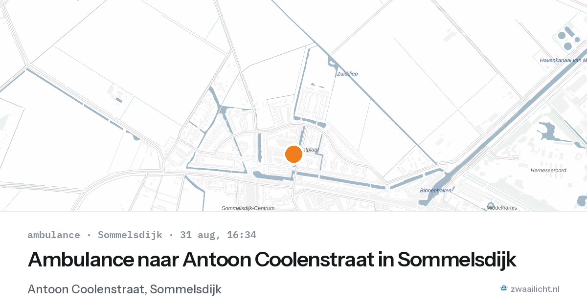 Ambulance naar Antoon Coolenstraat in Sommelsdijk — 31 aug 2026