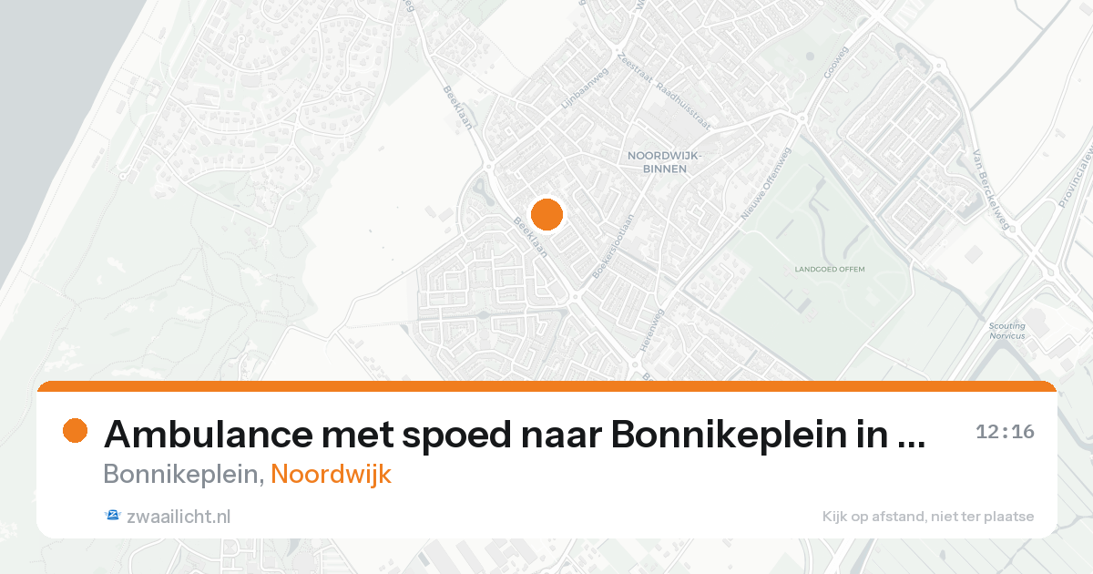 Ambulance met spoed naar Bonnikeplein in Noordwijk — 18 aug 2026