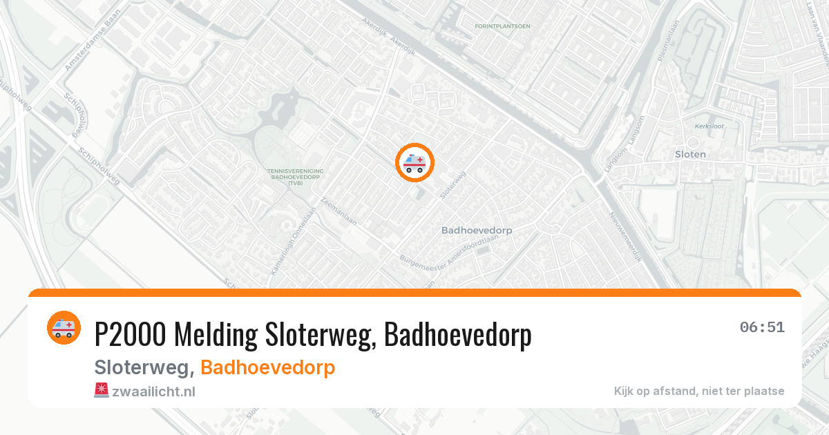P2000 Melding Sloterweg, Badhoevedorp — 7 mei 2026