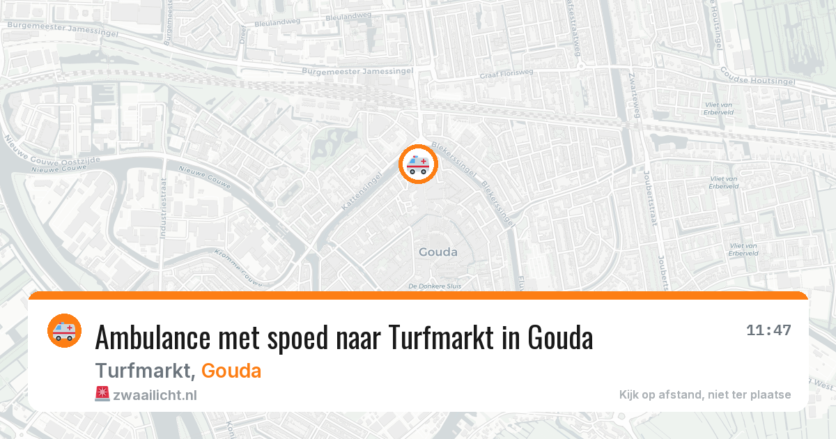Ambulance met spoed naar Turfmarkt in Gouda — 10 aug 2026