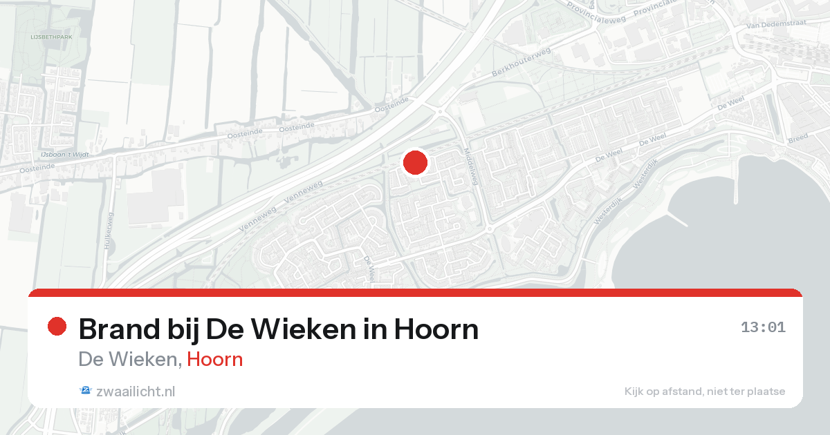 Brand bij De Wieken in Hoorn — 17 aug 2026