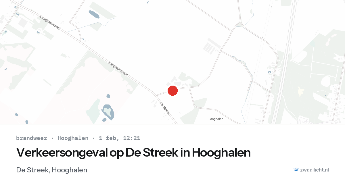 Verkeersongeval op De Streek in Hooghalen — 1 feb 2026
