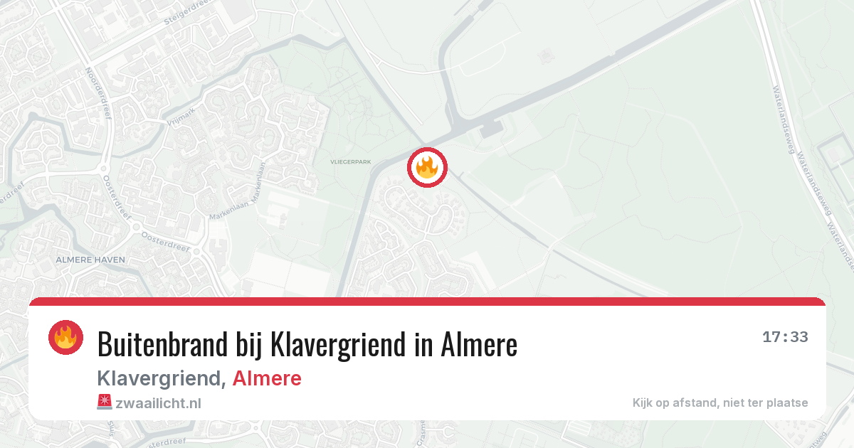 Buitenbrand bij Klavergriend in Almere — 5 aug 2026