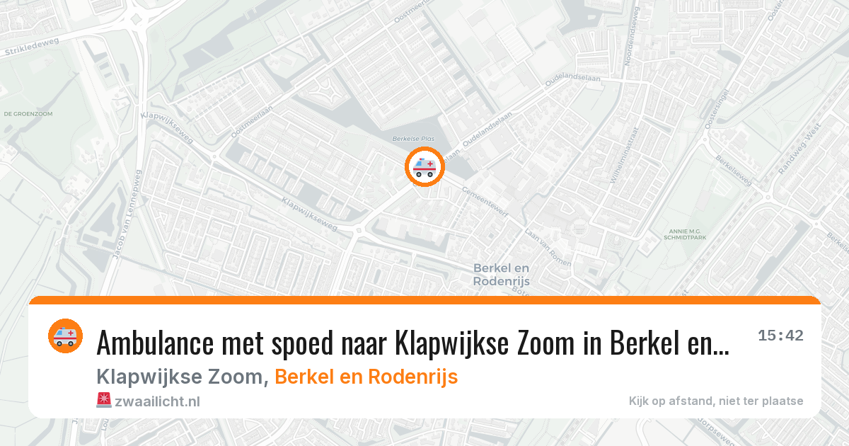 Ambulance met spoed naar Klapwijkse Zoom in Berkel en Rodenrijs — 7 mei 2026
