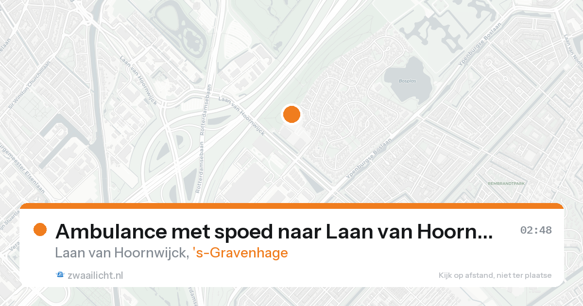 Ambulance met spoed naar Laan van Hoornwijck in 's-Gravenhage — 16 aug 2026