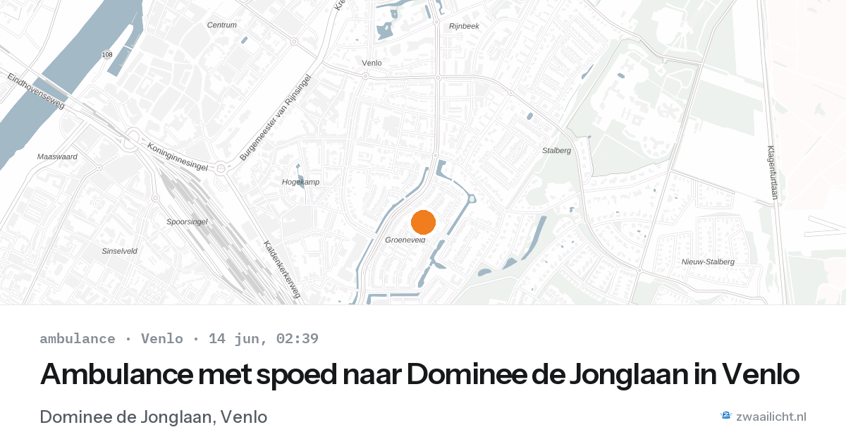 Ambulance met spoed naar Dominee de Jonglaan in Venlo — 14 jun 2026