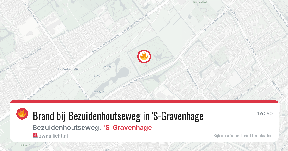 Brand bij Bezuidenhoutseweg in 'S-Gravenhage — 10 aug 2026