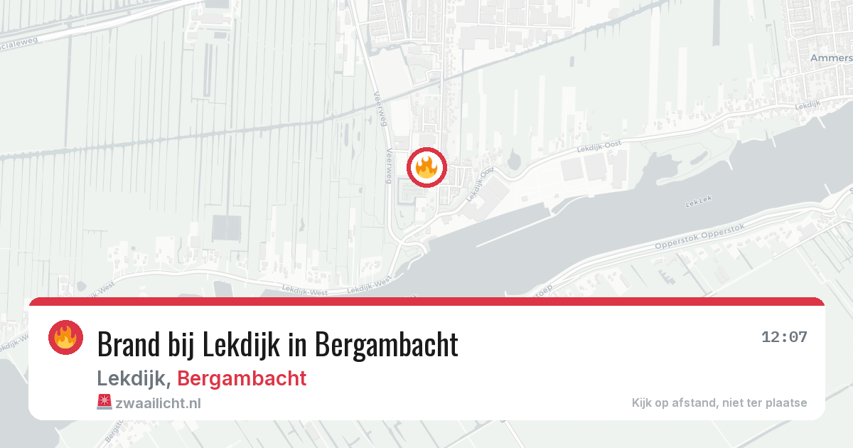 Brand bij Lekdijk in Bergambacht — 29 mei 2026