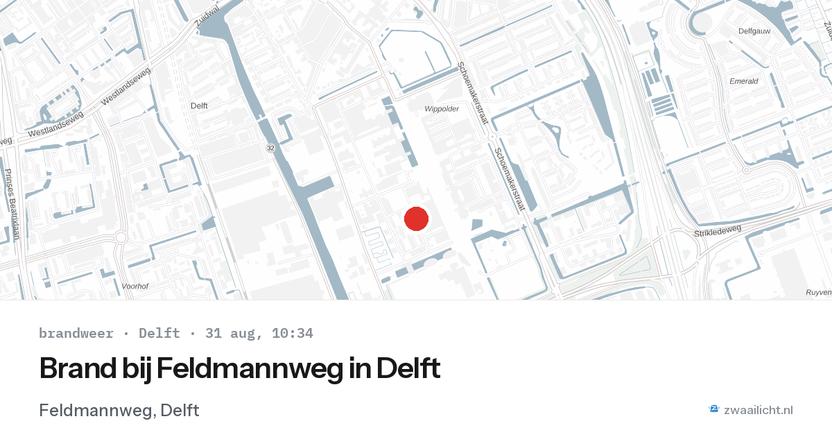 Brand bij Feldmannweg in Delft — 31 aug 2026